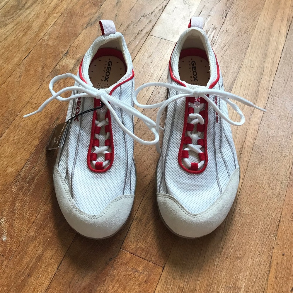 Geox Respira White & Red Athletic Shoes - US Women’s 8.5